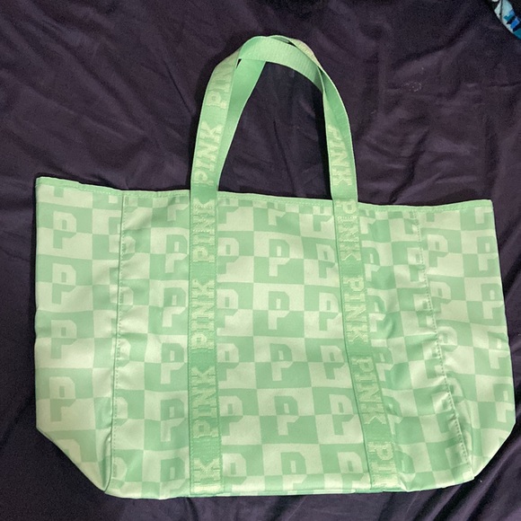 NWOT Victoria’s Secret PINK Light Cucumber Green Tote - Picture 4 of 5